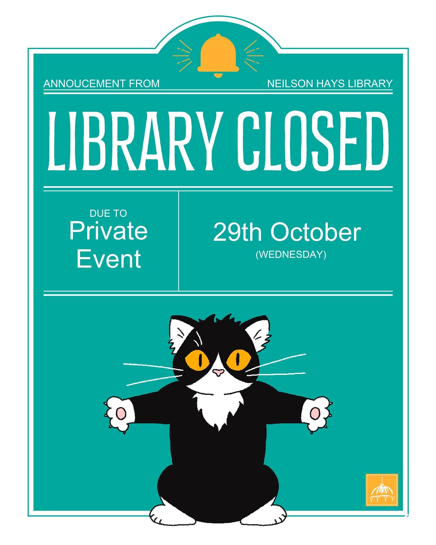 Library Closure on 29th October