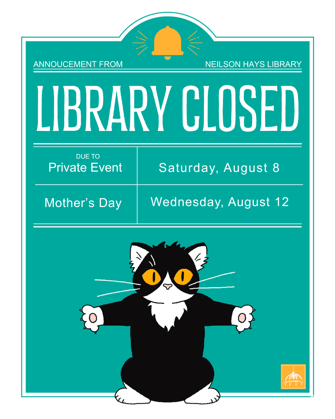 Library Closures in August